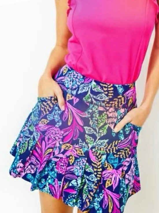 Lilly Pulitzer Pants - Lilly Pulitzer Maryann Skort XL Aegean Navy Calypso Coast UPF 50+ Luxeletic EUC